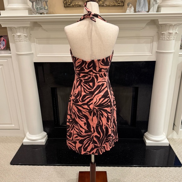 Jones New York Halter Dress Pink & Brown Abstract Print | Size 8P - Picture 6 of 8